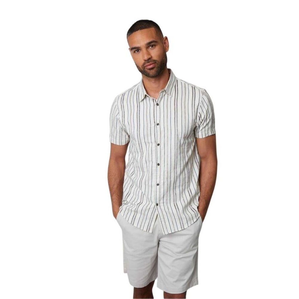 Threadbare Mens Brownhill Striped Shirt / Cream